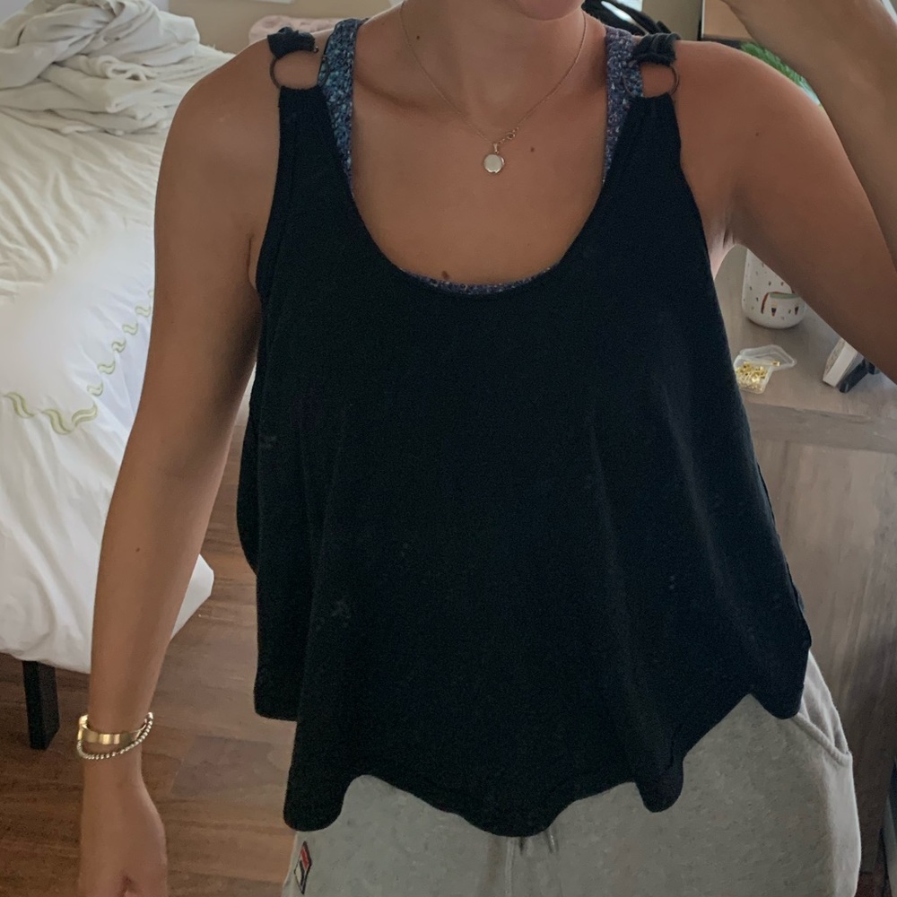 Black flowy tank